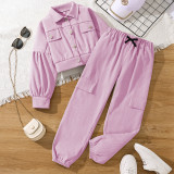 Children's clothing long sleeved jacket work pants two-piece set for children