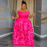 N8052 plus size dress with high waist for slimming and elegant banquet evening gown