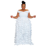 N8052 plus size dress with high waist for slimming and elegant banquet evening gown