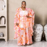 N8020 digital printing slimming and shoulder covering vacation and leisure two-piece set