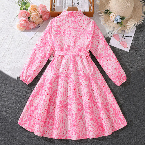 Printed long sleeved girls' dress