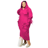 N8042 casual and fashionable plus size hooded dress