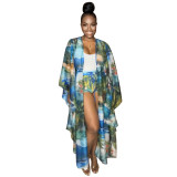 N8020 digital printing slimming and shoulder covering vacation and leisure two-piece set