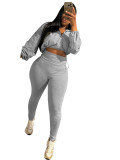 HR24059   Sexy drawstring waist, exposed navel, high waist, tight pants two-piece set