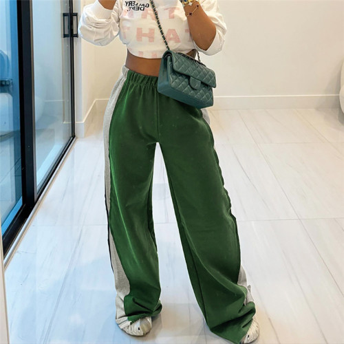 New women's high waist wide sport pine casual pants