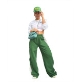New women's high waist wide sport pine casual pants