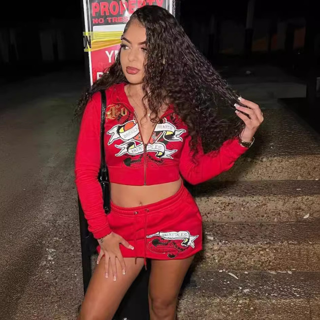 XH901 Fashion Positioning Printed Short Skirt Set