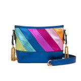 Women's bag color blocking splicing rainbow chain single shoulder crossbody bag direct sales