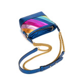 Women's bag color blocking splicing rainbow chain single shoulder crossbody bag direct sales