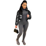 Hot stamping cotton jacket casual short jacket jacket