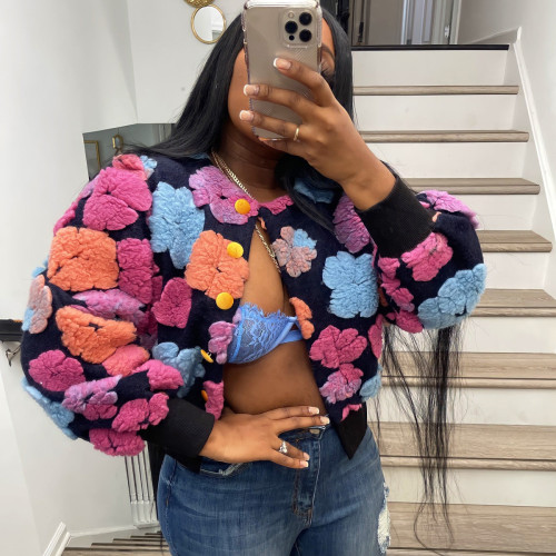 Loose single breasted cardigan short jacket