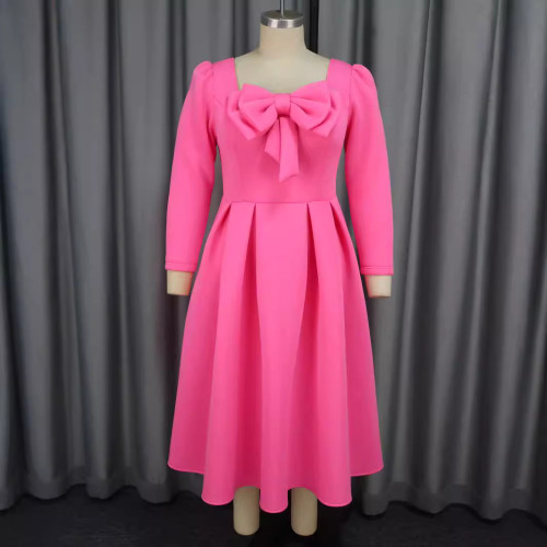 AM040622 Square Collar Dress Party Bow Dress Dress Dress