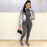 Hot stamping cotton jacket casual short jacket jacket