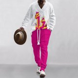 Digital Printed Loose Casual Pants Long Sleeve Set