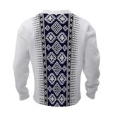 Technology plaid printed oversized shoulder down men's knitted long pants long sleeved set