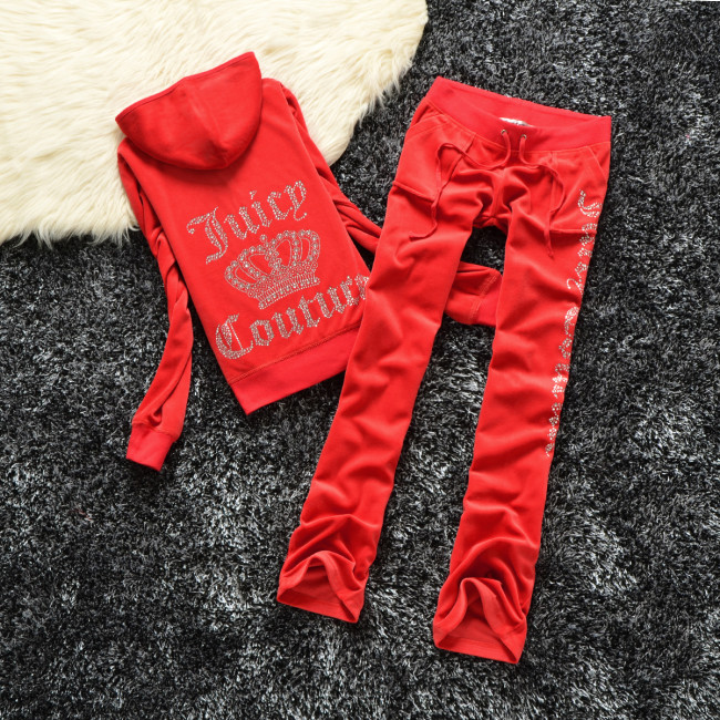 2210,7299 Hot stamping letter velvet two-piece set