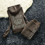 2210,7299 Hot stamping letter velvet two-piece set
