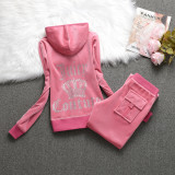 605 New Velvet Leisure Sports Set Women's Hot Diamond Letter Two Piece Set