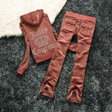 605 New Velvet Leisure Sports Set Women's Hot Diamond Letter Two Piece Set