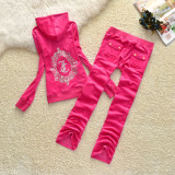 2210,7299 Hot stamping letter velvet two-piece set