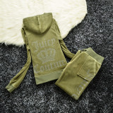 2210,7299 Hot stamping letter velvet two-piece set