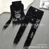 611,611-605Velvet sports suit, ankle pants, casual two-piece set