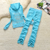 605 New Velvet Leisure Sports Set Women's Hot Diamond Letter Two Piece Set