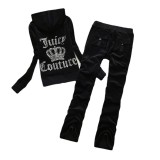 605 New Velvet Leisure Sports Set Women's Hot Diamond Letter Two Piece Set