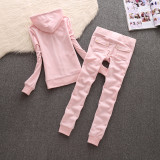 611,611-605Velvet sports suit, ankle pants, casual two-piece set