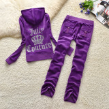 605 New Velvet Leisure Sports Set Women's Hot Diamond Letter Two Piece Set