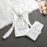 677 Casual and sporty women's hot pressed velvet set, two-piece set