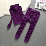611,611-605Velvet sports suit, ankle pants, casual two-piece set