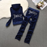 666 Velvet sports suit women's hot stamping cardigan hooded sweatshirt long pants slim fit two-piece set