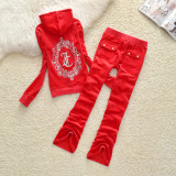 2210,7299 Hot stamping letter velvet two-piece set