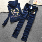 639Velvet sports suit women's slim fit cardigan two-piece set