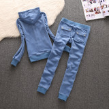 611,611-605Velvet sports suit, ankle pants, casual two-piece set
