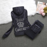 2210,7299 Hot stamping letter velvet two-piece set