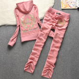 639Velvet sports suit women's slim fit cardigan two-piece set
