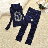 2210,7299 Hot stamping letter velvet two-piece set