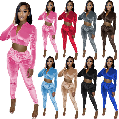 YD8652-G9   Two piece set with exposed waist and no down velvet