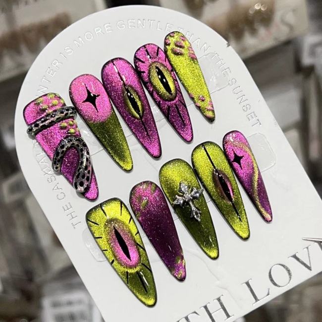 【 Alien Eye 】 Nail art handmade high-end hand drawn cat eye personalized nail patch