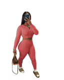 XT8213 Fashion Solid Color Sweater Knitted Pants Set Two Piece Set