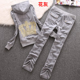 610 Velvet sports suit women's hooded slim fit two-piece set