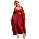YD8677-H6 sexy camisole cardigan three piece set