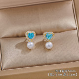 Freshwater Pearl Love Butterfly Zircon Earnail Electroplating S925 Silver Needle