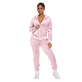 YD8760-A5 casual silver fox fur cardigan two-piece set