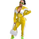 YD8669   Two piece set of casual and fashionable color blocked cardigan