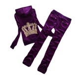 610 Velvet sports suit women's hooded slim fit two-piece set