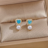Freshwater Pearl Love Butterfly Zircon Earnail Electroplating S925 Silver Needle