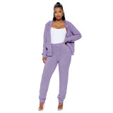 YD8788-H5 hooded rice grain velvet two-piece set